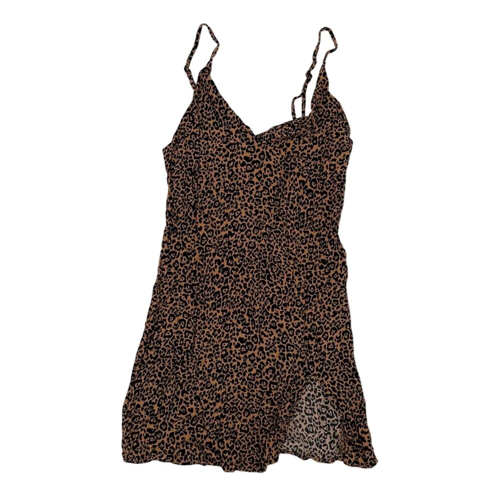 Reformation Marlowe 90s Slinky Leopard Print Slip Slit Mini Dress V Neck Small